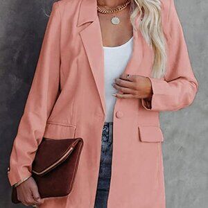 Casual Blazers Long Sleeve Open Front Button Work Office Blazer Jackets with